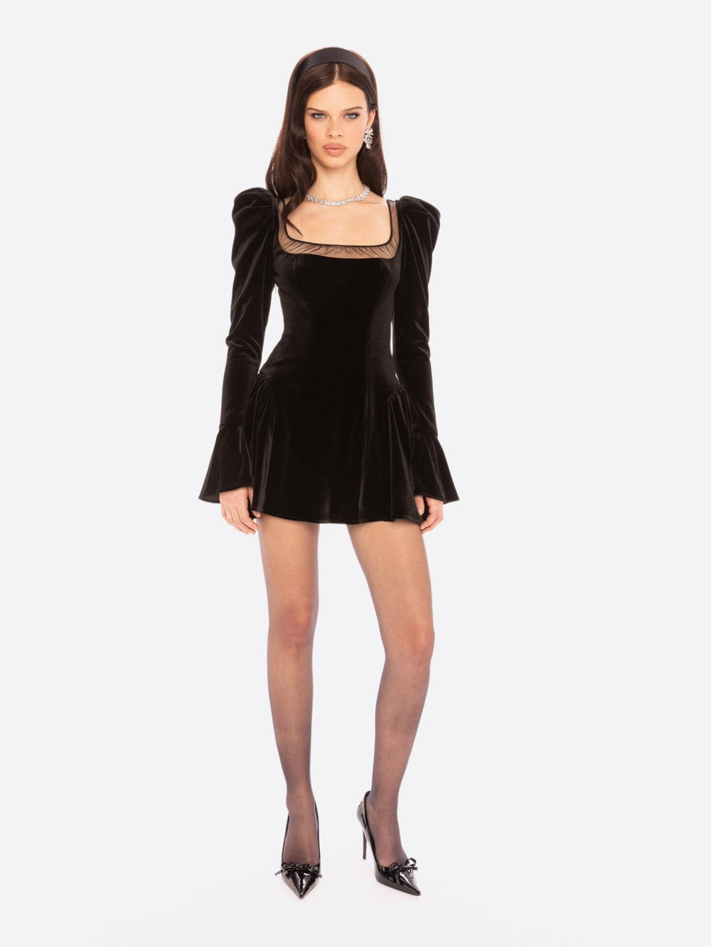 Leonora Velvet Mini Dress: Black Mini Dress for Cocktail Party | Nana Jacqueline