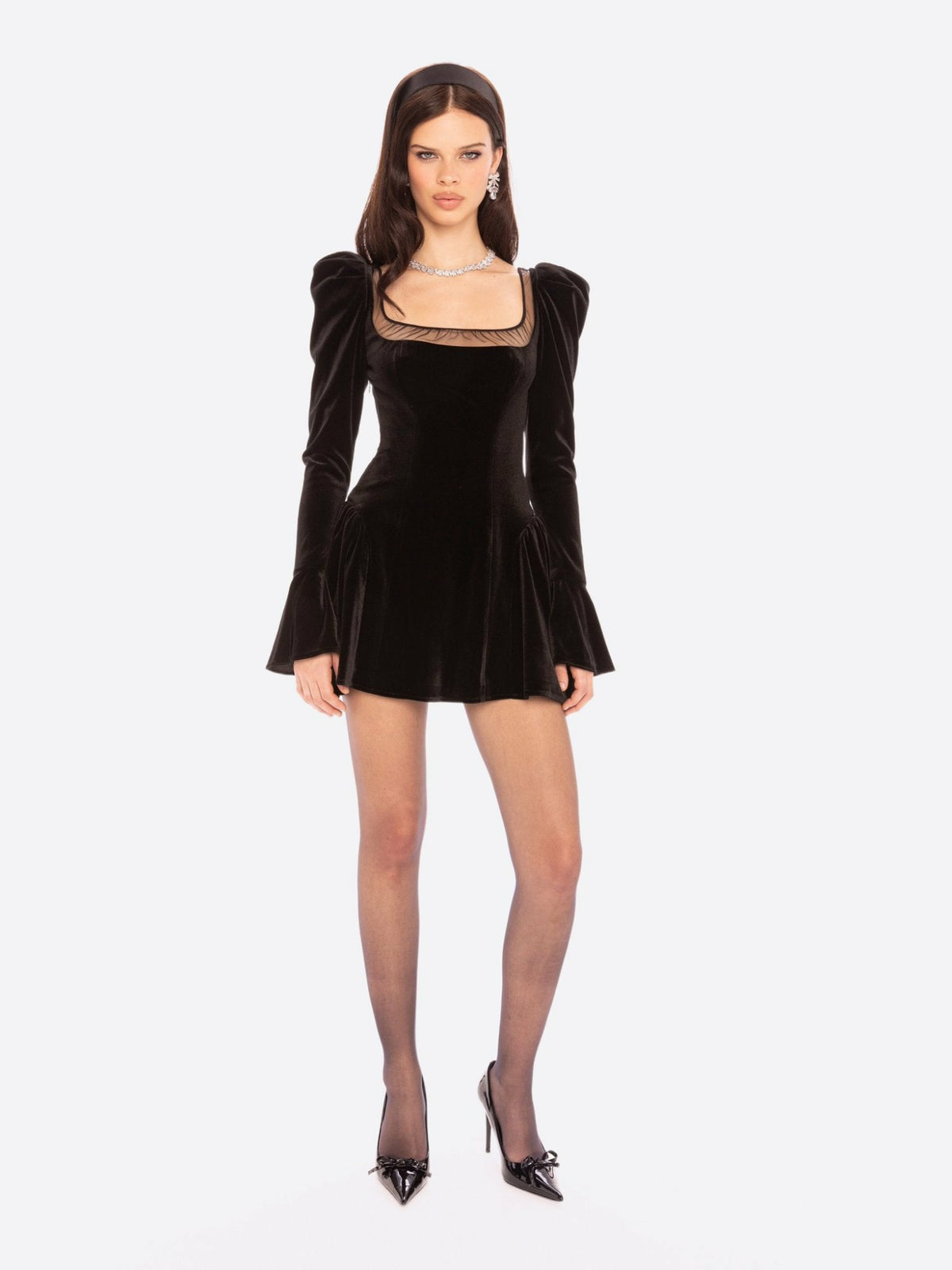 Leonora Velvet Mini Dress: Black Mini Dress for Cocktail Party | Nana Jacqueline
