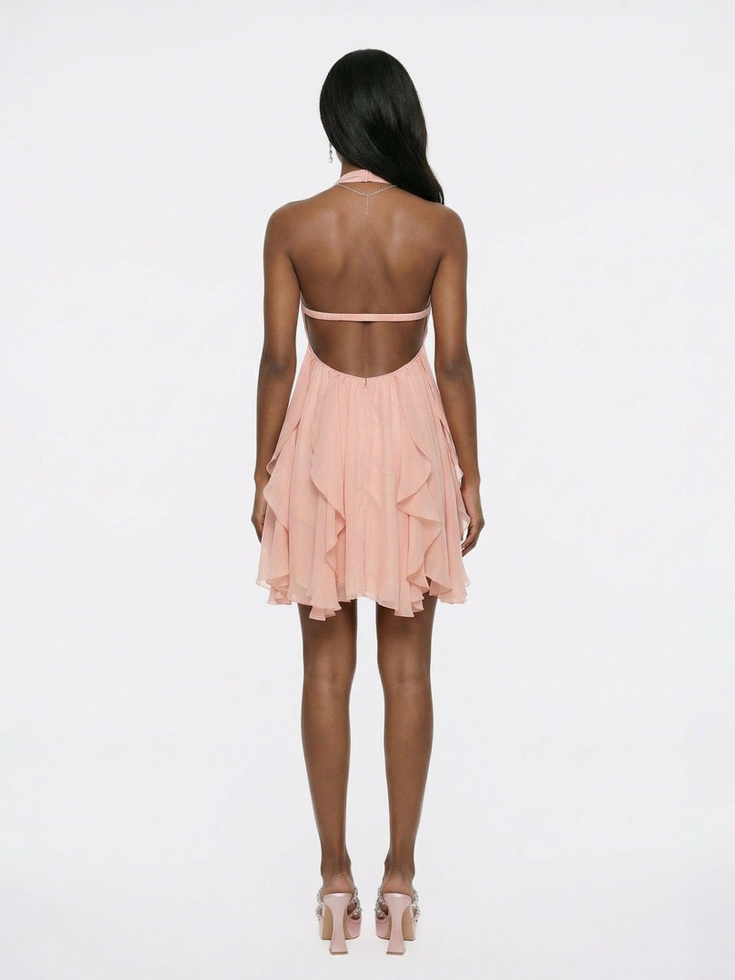 Arabella Dress: Peach Mini Dress for Garden Party | Nana Jacqueline