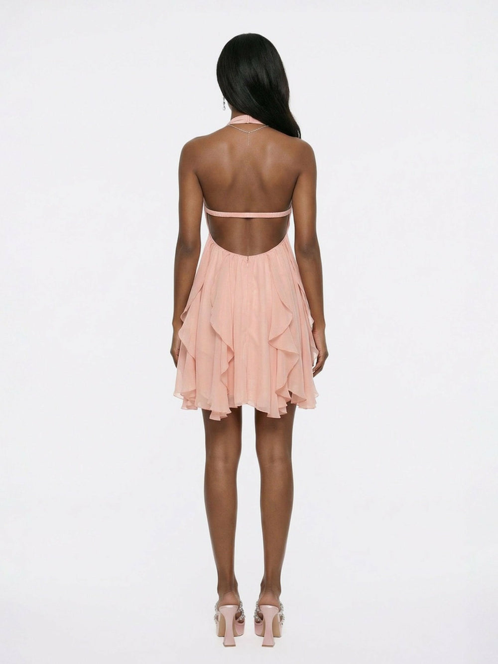Arabella Dress: Peach Mini Dress for Garden Party | Nana Jacqueline