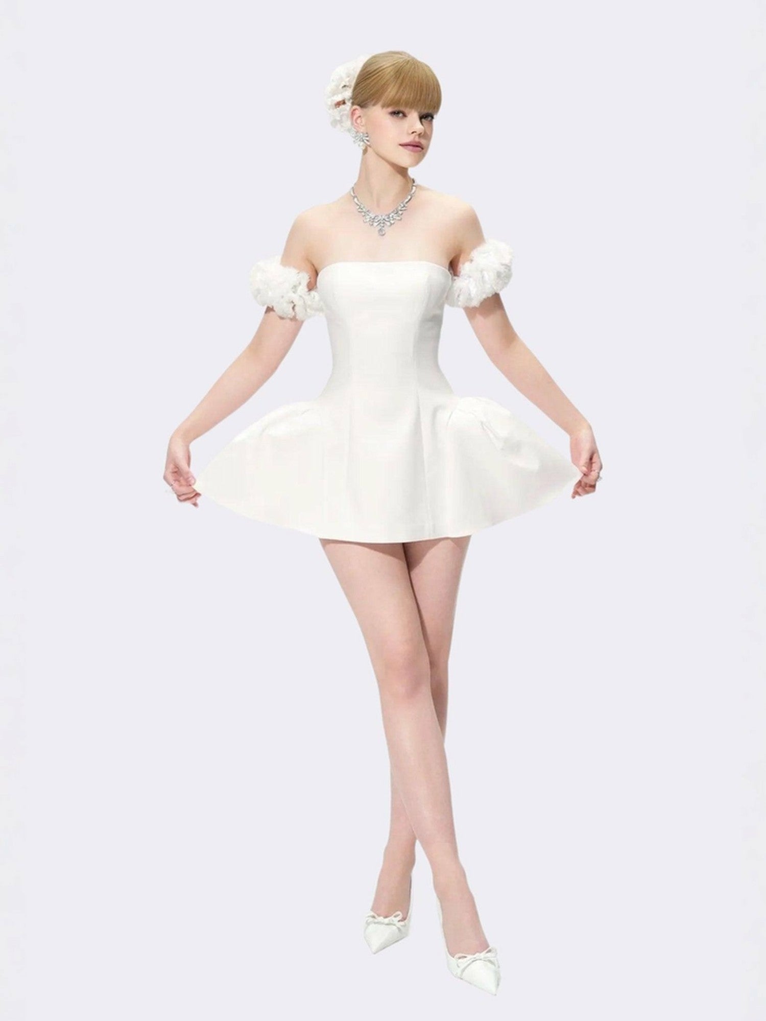 Flora Dress: White Mini Dress for Bridal Shower | Nana Jacqueline