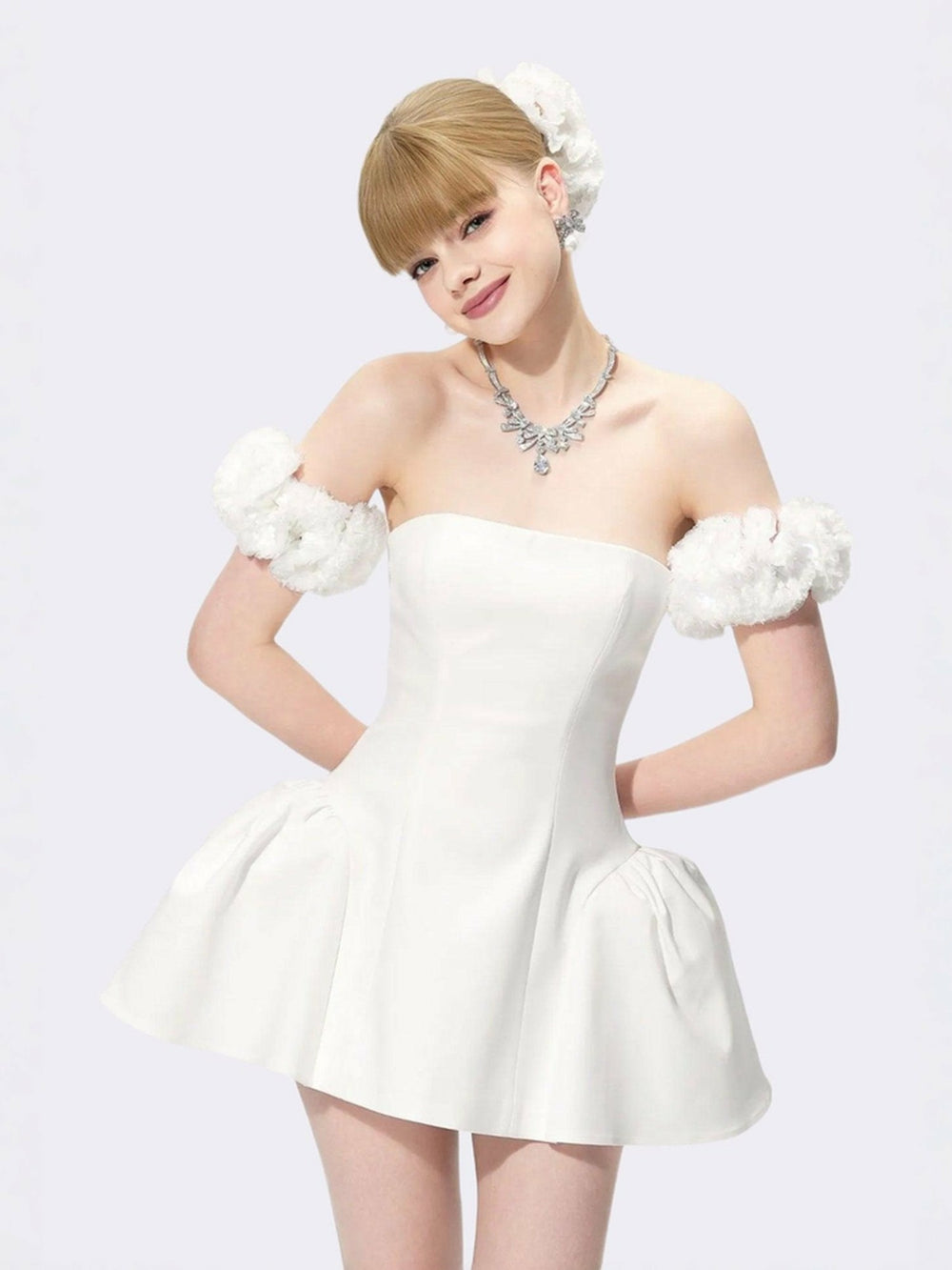 Flora Dress: White Mini Dress for Bridal Shower | Nana Jacqueline