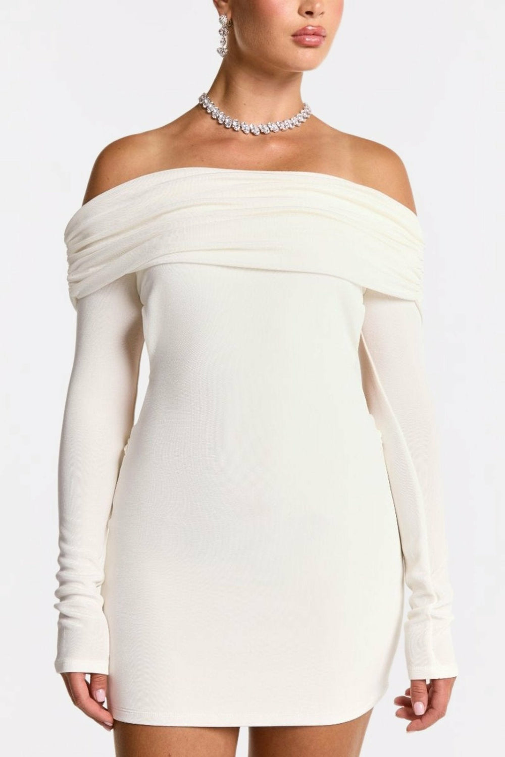 Chantel Dress: White Mini Dress for Bridal Shower | Nana Jacqueline