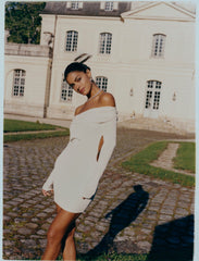 Chantel Dress: White Mini Dress for Bridal Shower | Nana Jacqueline