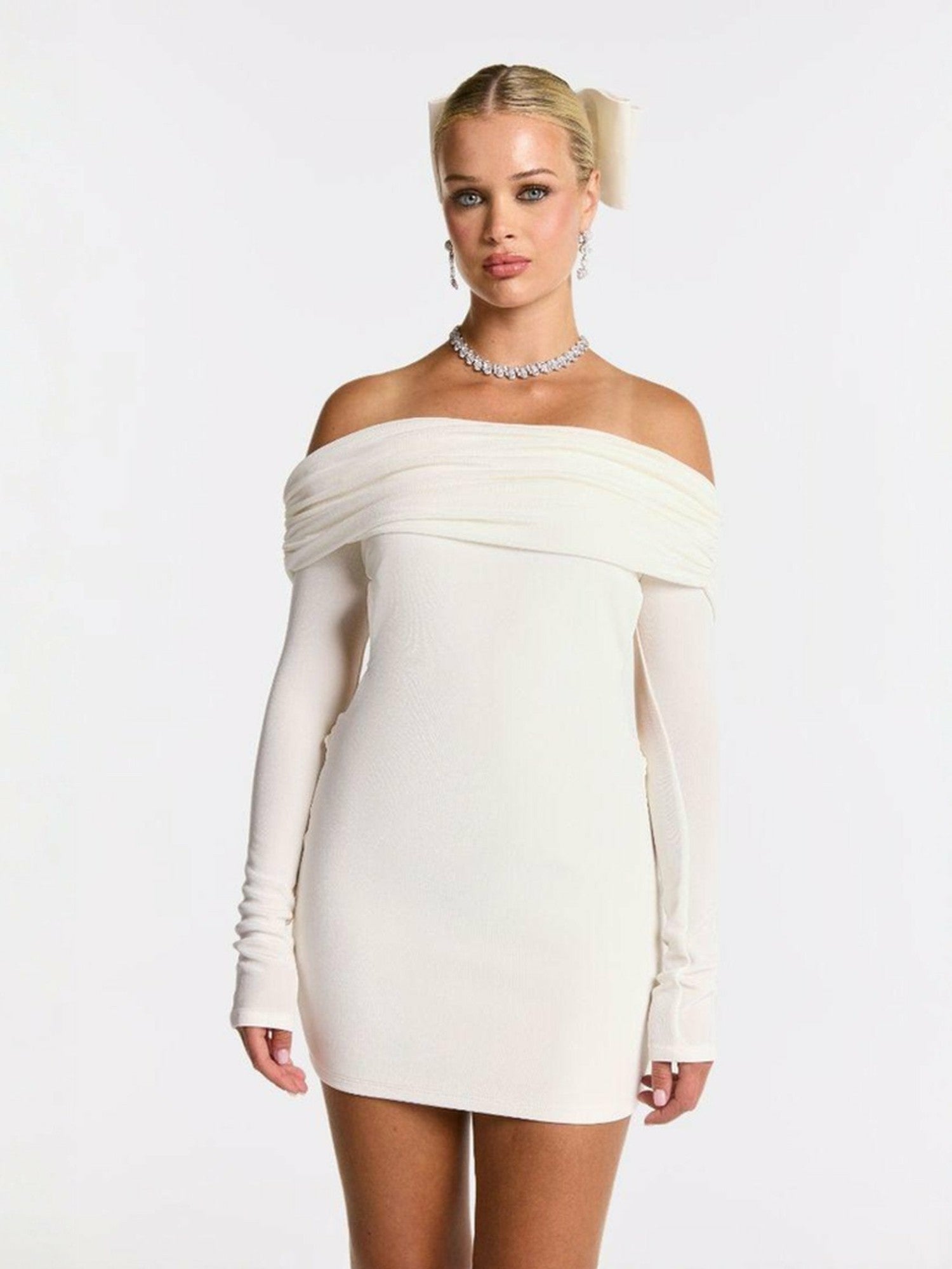Chantel Dress: White Mini Dress for Bridal Shower | Nana Jacqueline