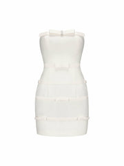 Lucie Bow Dress: White Mini Dress for Bridal Shower | Nana Jacqueline