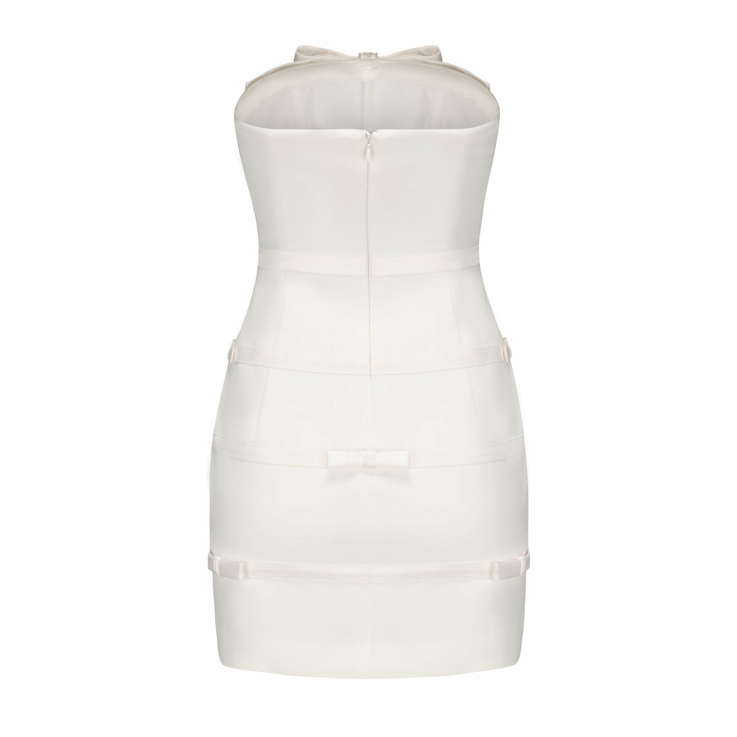 Lucie Bow Dress: White Mini Dress for Bridal Shower | Nana Jacqueline