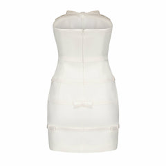Lucie Bow Dress: White Mini Dress for Bridal Shower | Nana Jacqueline