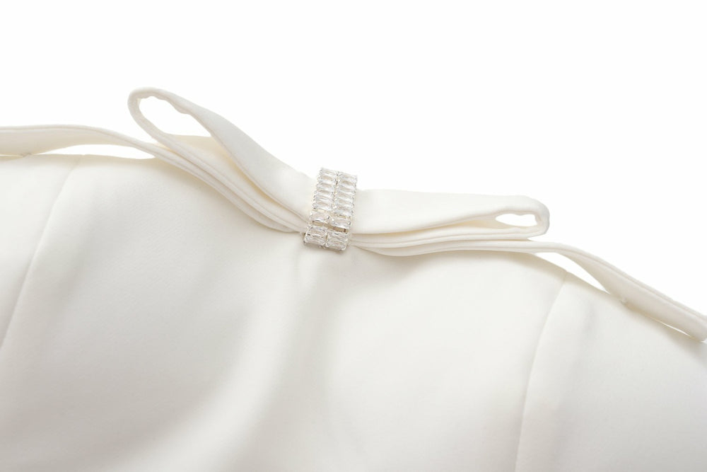 Lucie Bow Dress: White Mini Dress for Bridal Shower | Nana Jacqueline
