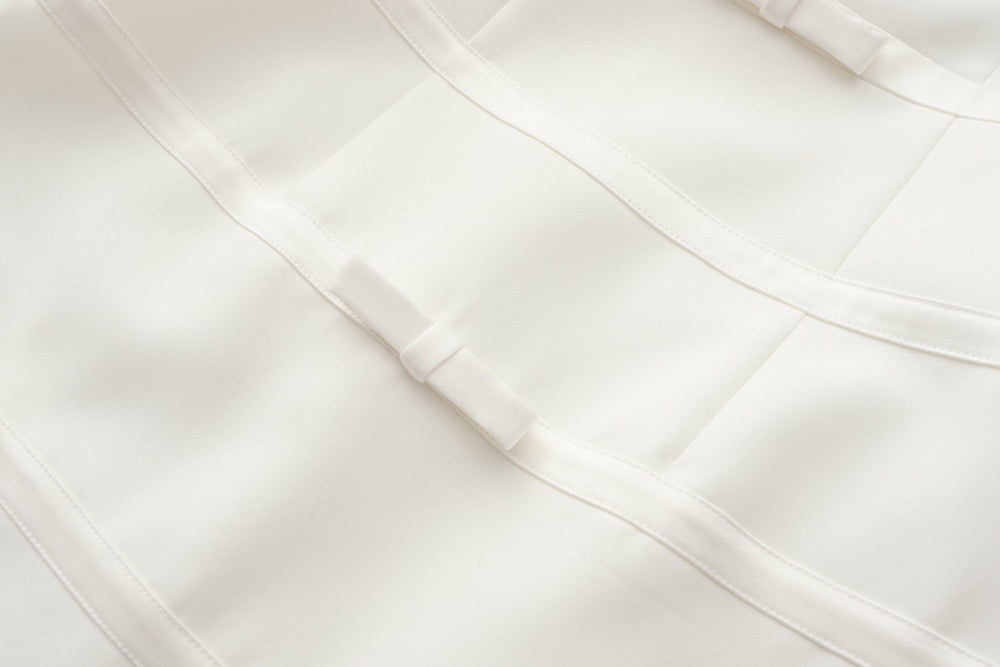 Lucie Bow Dress: White Mini Dress for Bridal Shower | Nana Jacqueline
