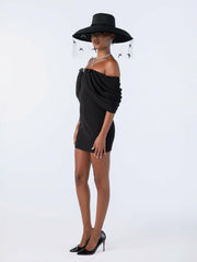 Kate Bow Dress: Black Mini Dress for Cocktail Party | Nana Jacqueline