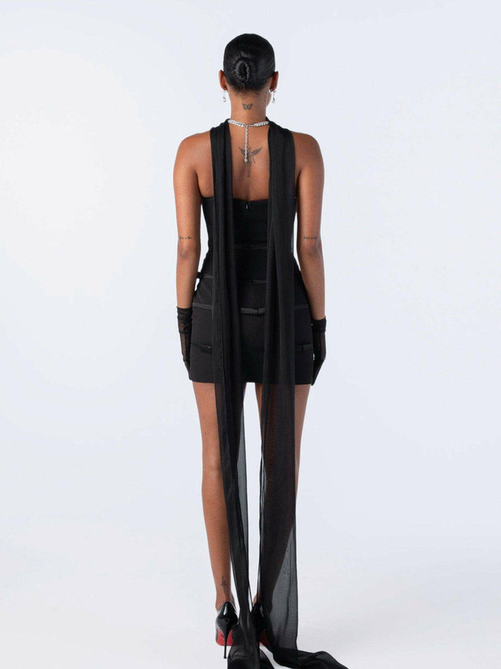 Lucie Bow Dress: Black Mini Dress for Cocktail Party | Nana Jacqueline