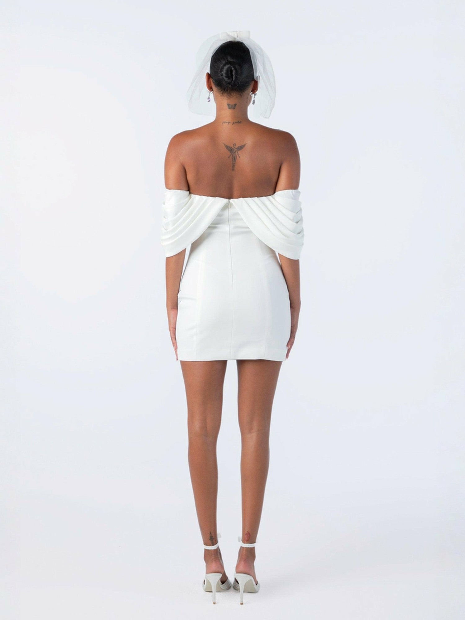 Kate Bow Dress: White Mini Dress for Bridal Shower | Nana Jacqueline