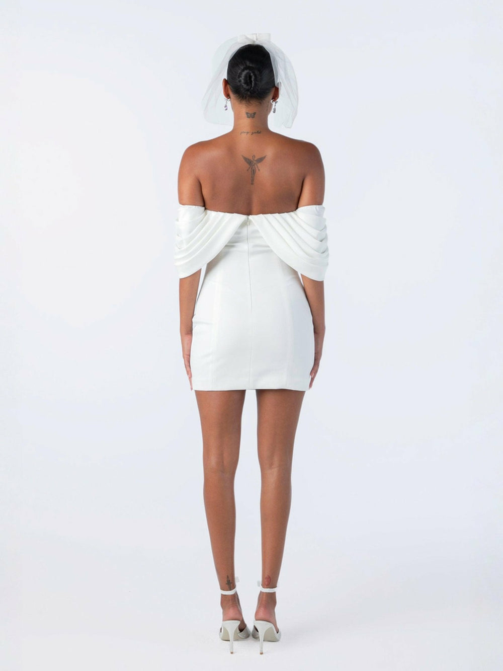 Kate Bow Dress: White Mini Dress for Bridal Shower | Nana Jacqueline