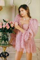 Bianca Lace Dress: Pink Mini Dress for Bachelorette Party | Nana Jacqueline