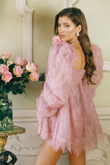 Bianca Lace Dress: Pink Mini Dress for Bachelorette Party | Nana Jacqueline