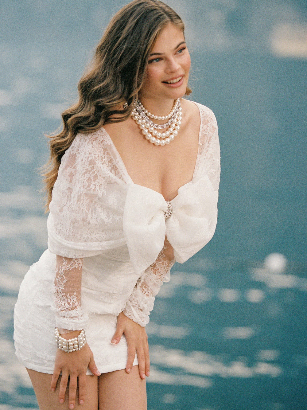 Sydney Bow Dress: White Mini Dress for Bridal Shower | Nana Jacqueline