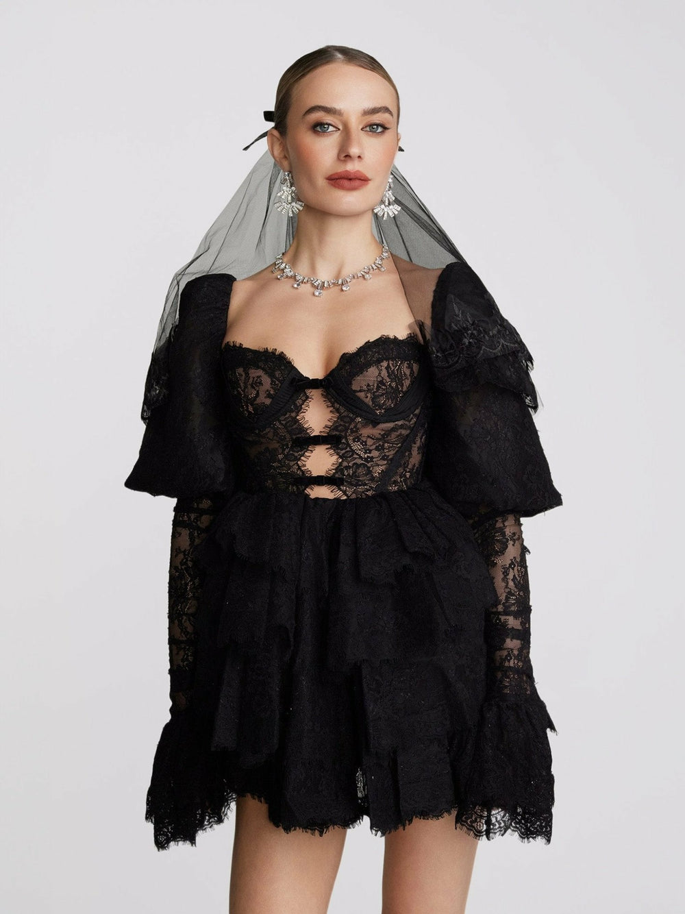 Penelope Lace Dress: Black Mini Dress for Cocktail Party | Nana Jacqueline