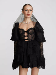 Penelope Lace Dress: Black Mini Dress for Cocktail Party | Nana Jacqueline