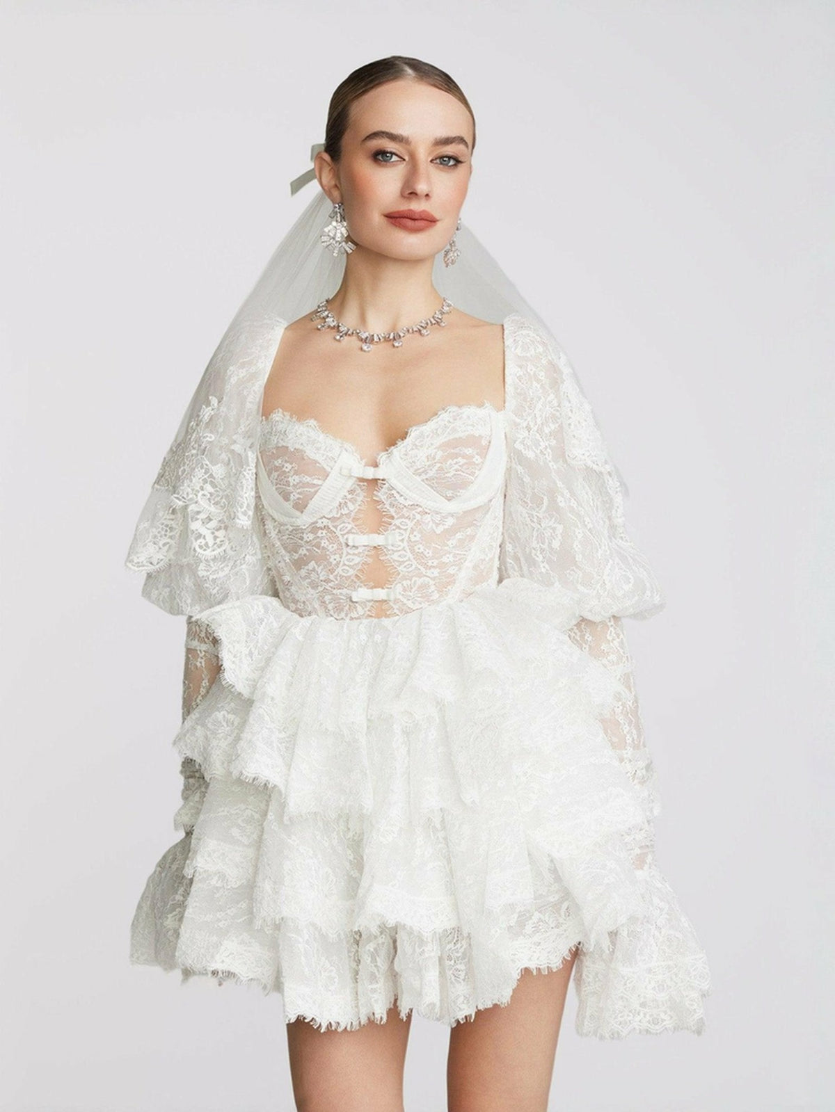 Penelope Lace Dress: White Mini Dress for Wedding After-Party | Nana Jacqueline