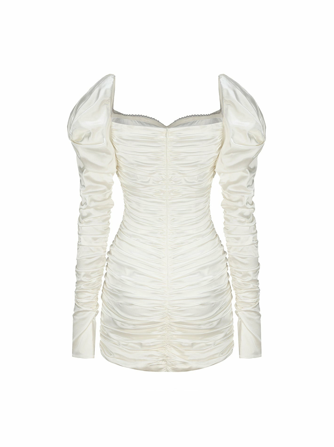 Daphne Satin Dress: White Mini Dress for Bridal Shower | Nana Jacqueline