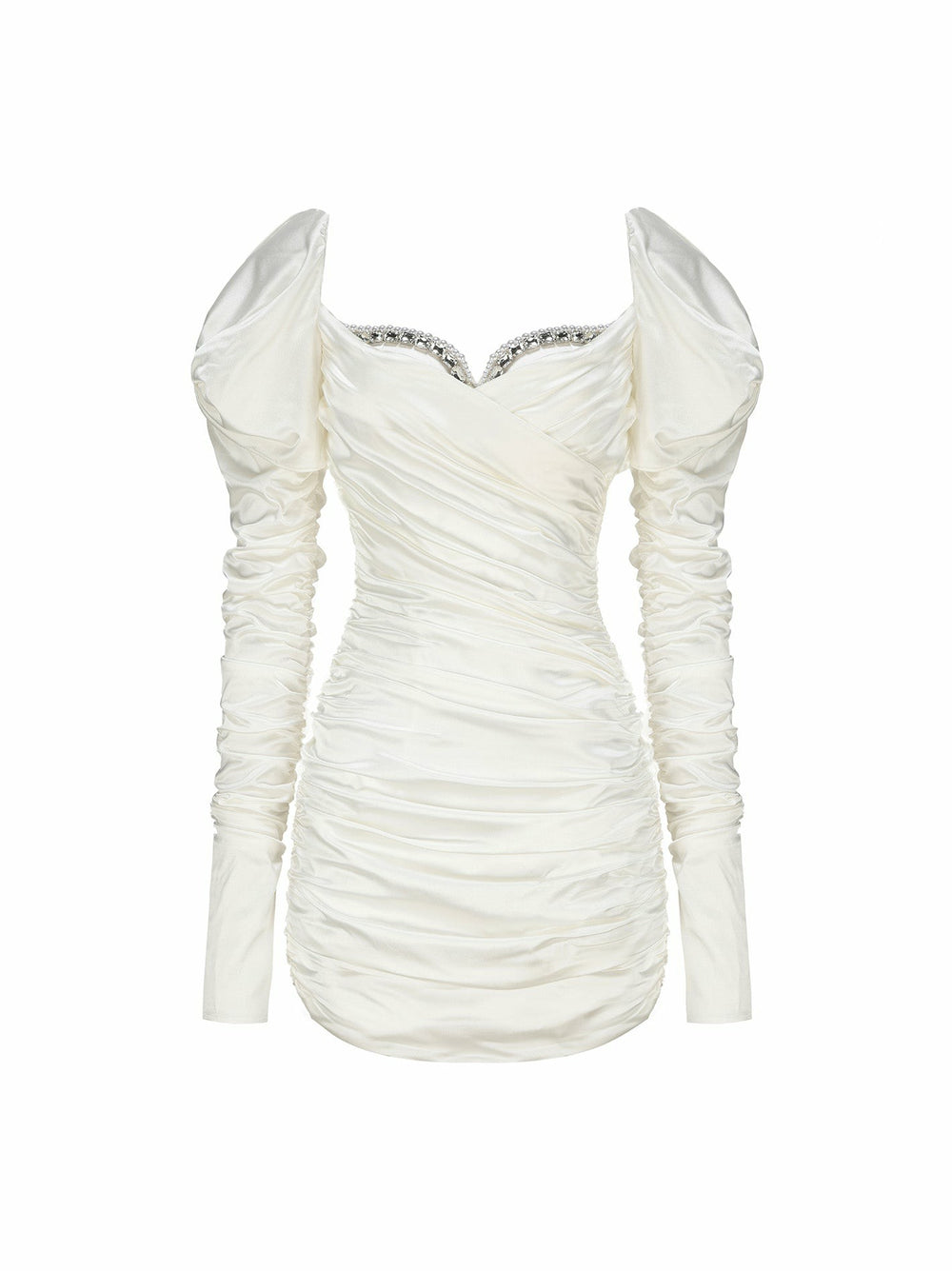 Daphne Satin Dress: White Mini Dress for Bridal Shower | Nana Jacqueline