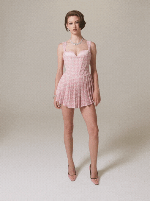 Chelsea Tweed Dress: Pink Mini Dress for Birthday Celebration | Nana Jacqueline