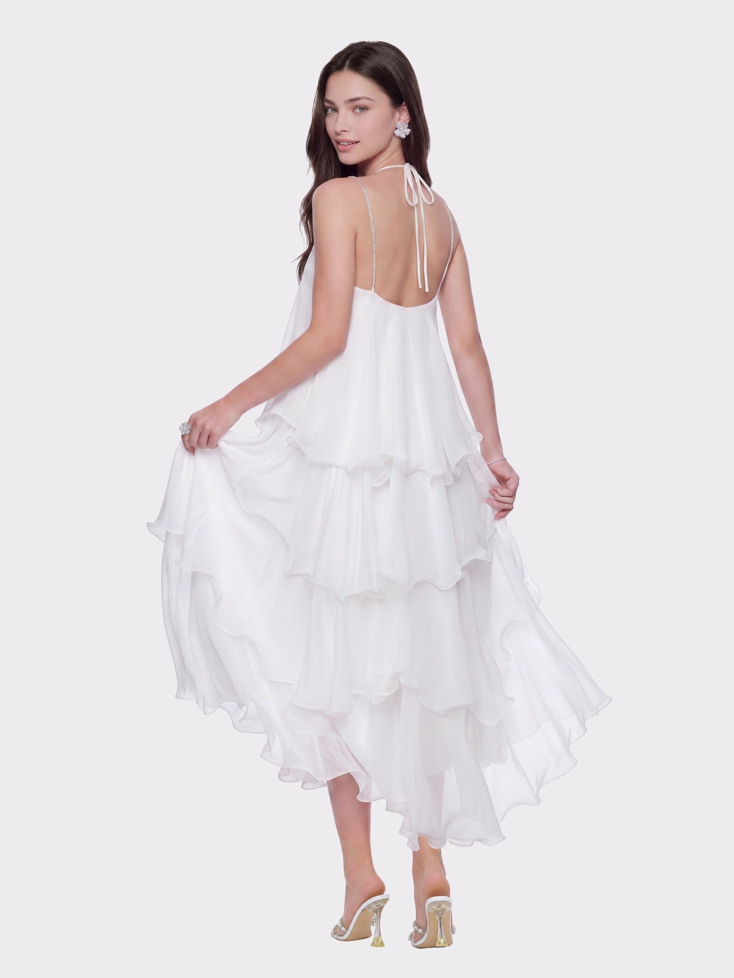Florence Tiered Chiffon White Dress | Nana Jacqueline