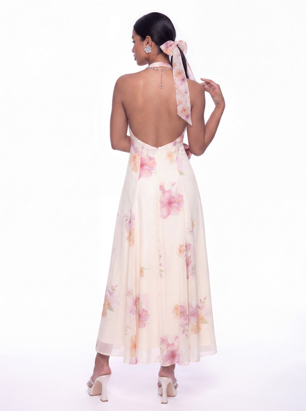 Lana Halter Floral Cream Dress | Nana Jacqueline
