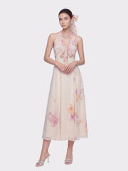 Lana Halter Floral Cream Dress | Nana Jacqueline