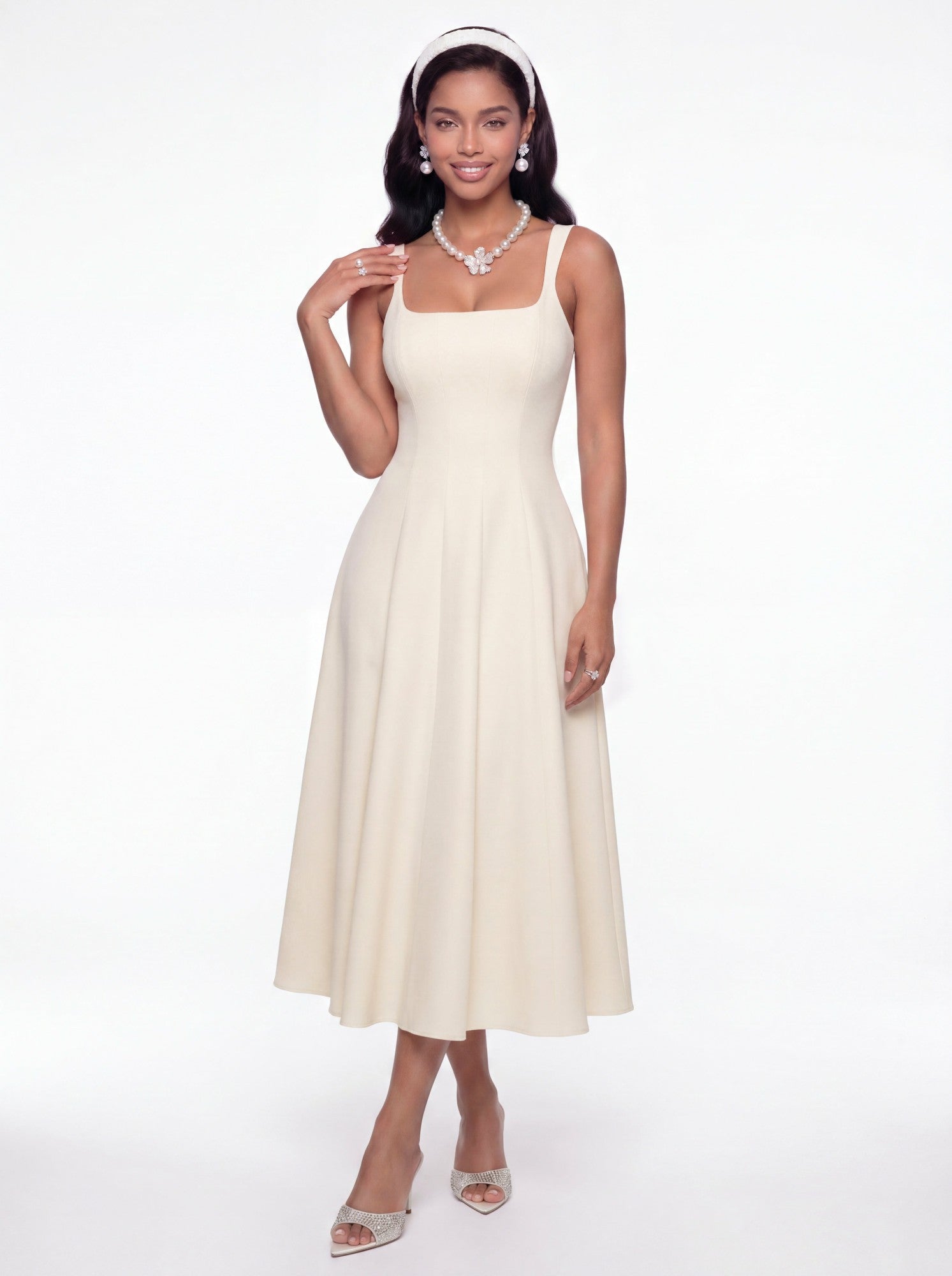 Delilah Cut Out Back Champagne Dress | Nana Jacqueline
