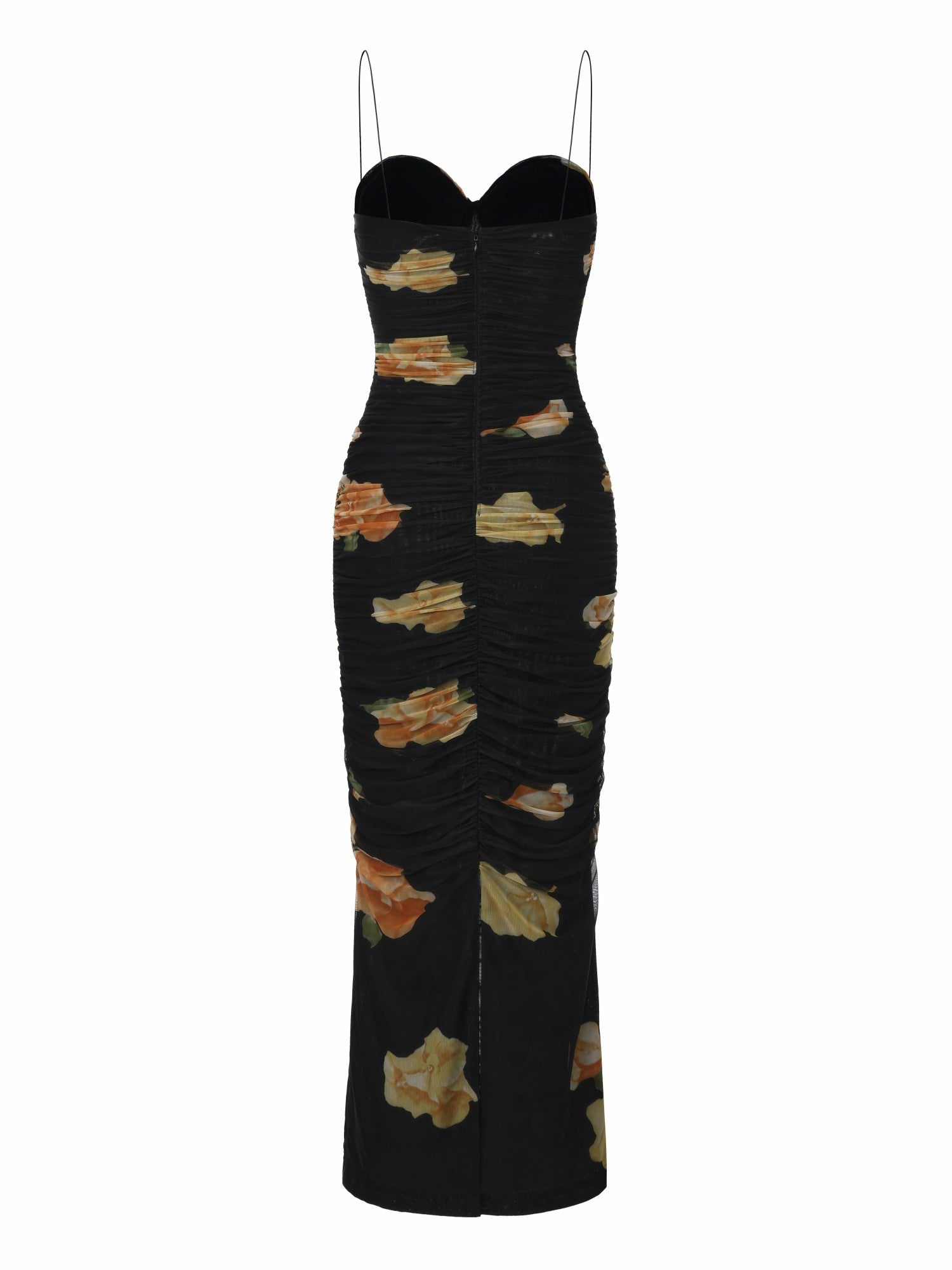 Claudia Ruched Black Floral Dress | Nana Jacqueline
