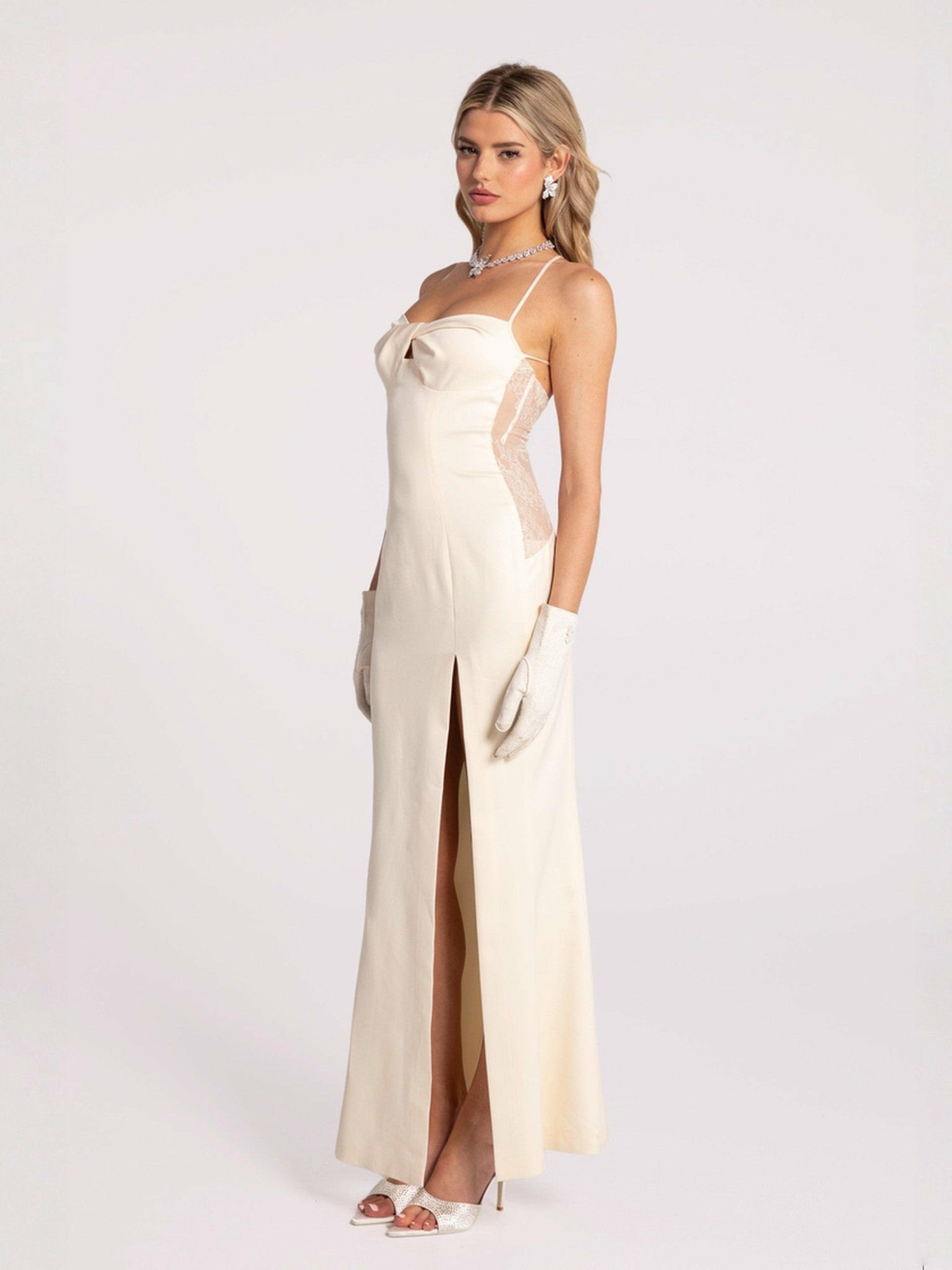 Alaina Dress: Champagne Maxi Dress for Formal Wedding Guest | Nana Jacqueline