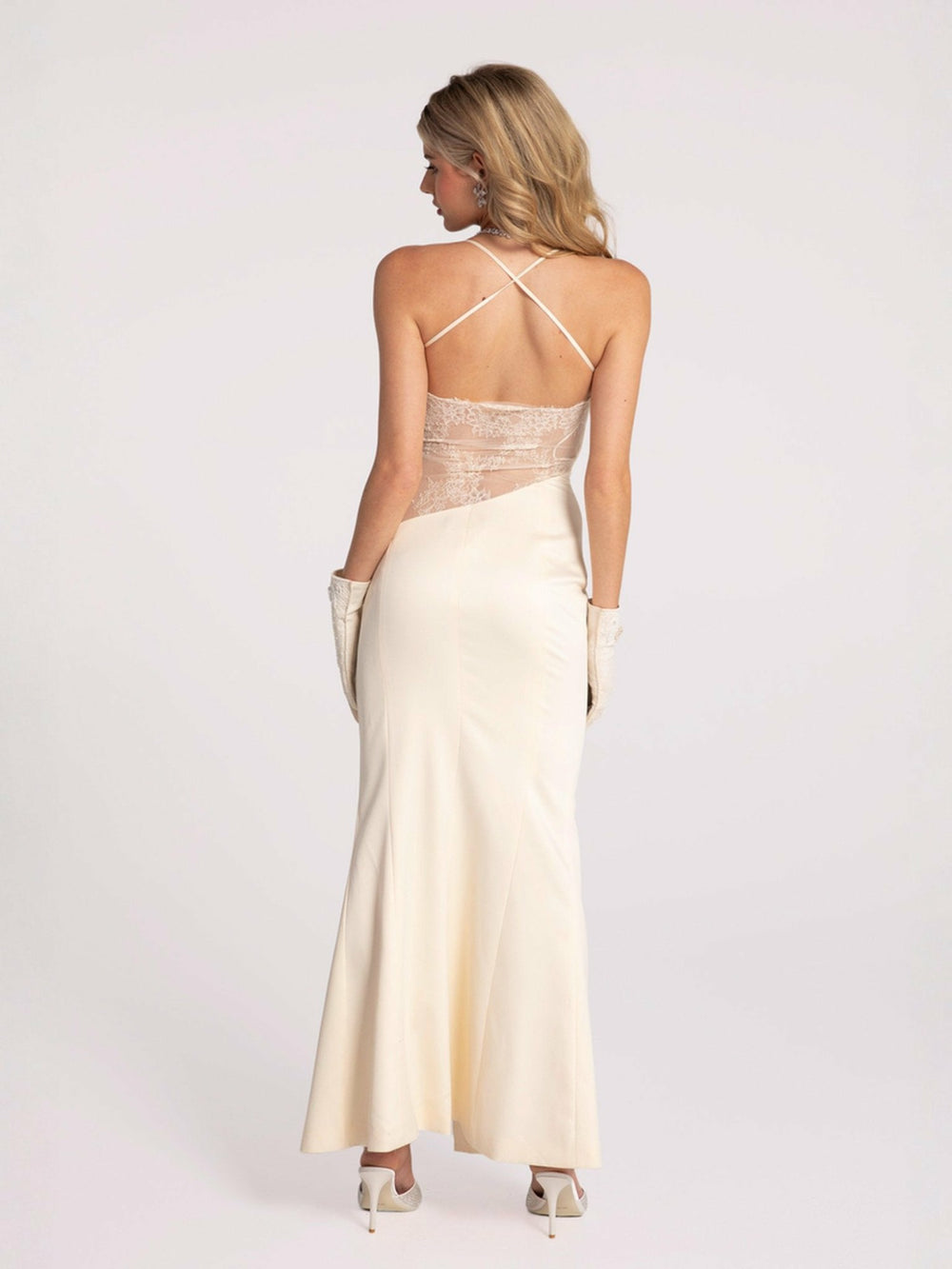 Alaina Dress: Champagne Maxi Dress for Formal Wedding Guest | Nana Jacqueline