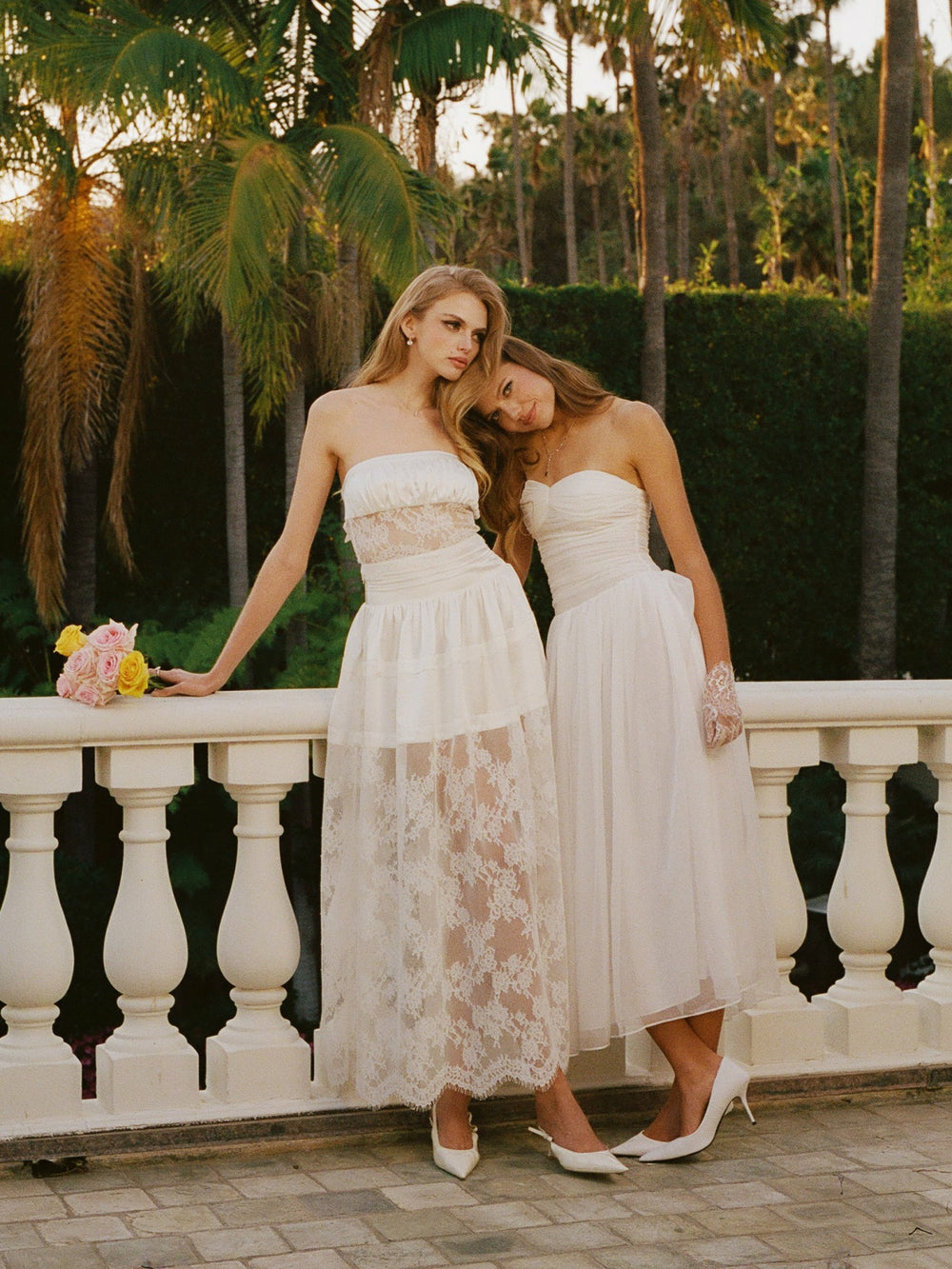 Juliette Ruched Strapless White Chiffon Dress | Nana Jacqueline