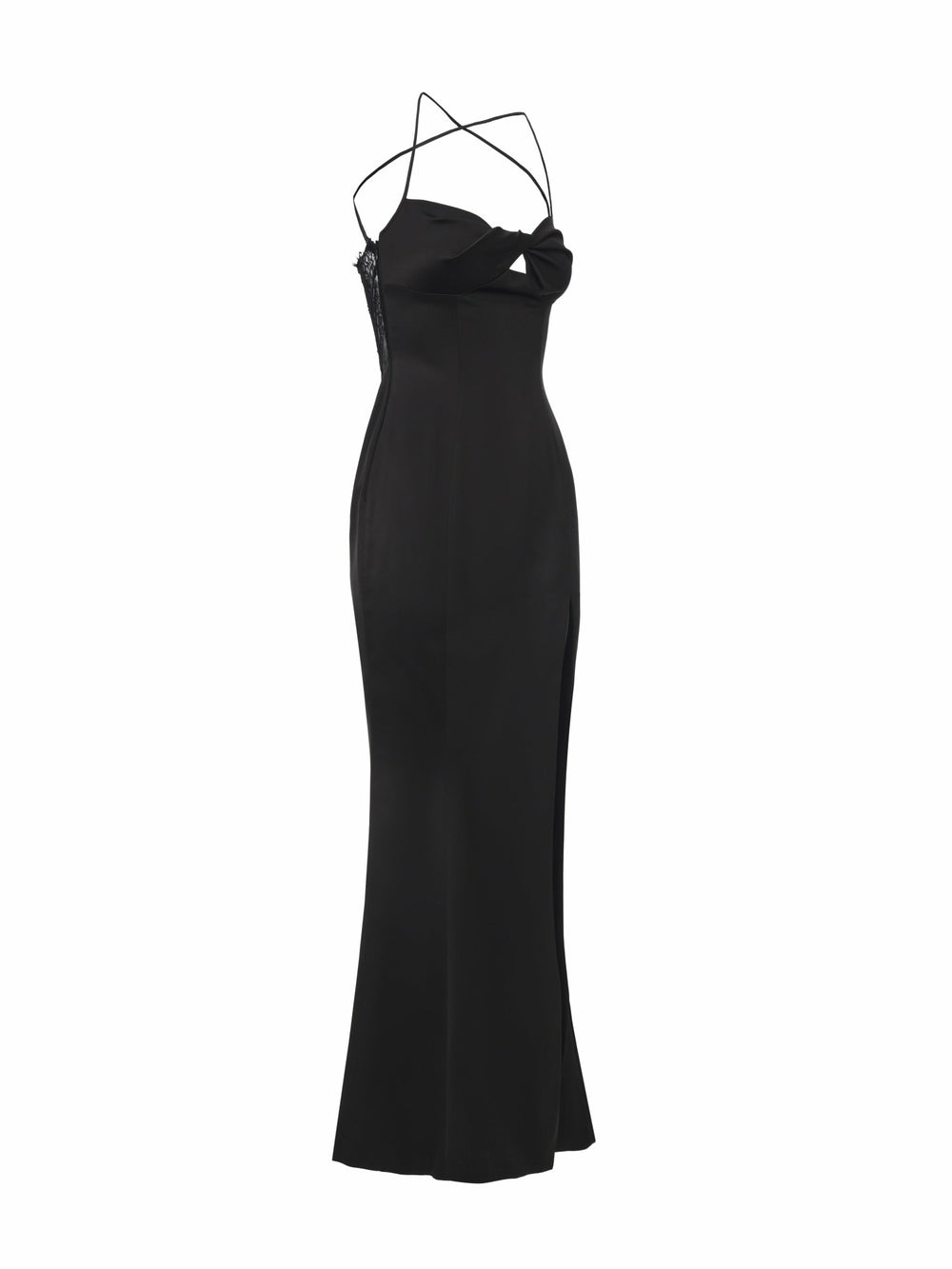 Brielle Twist-Front Lace-Back Black Dress | Nana Jacqueline