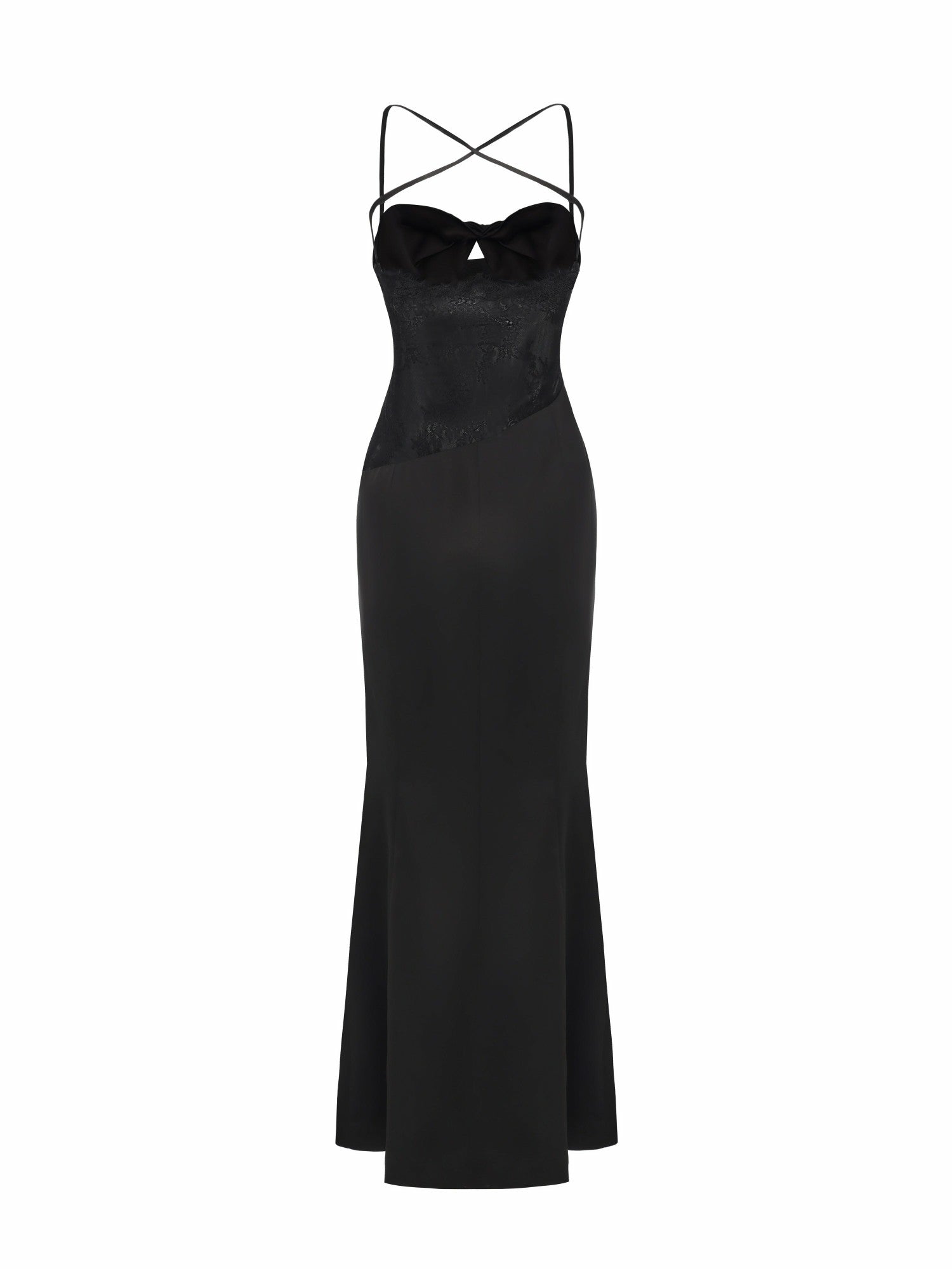 Brielle Twist-Front Lace-Back Black Dress | Nana Jacqueline