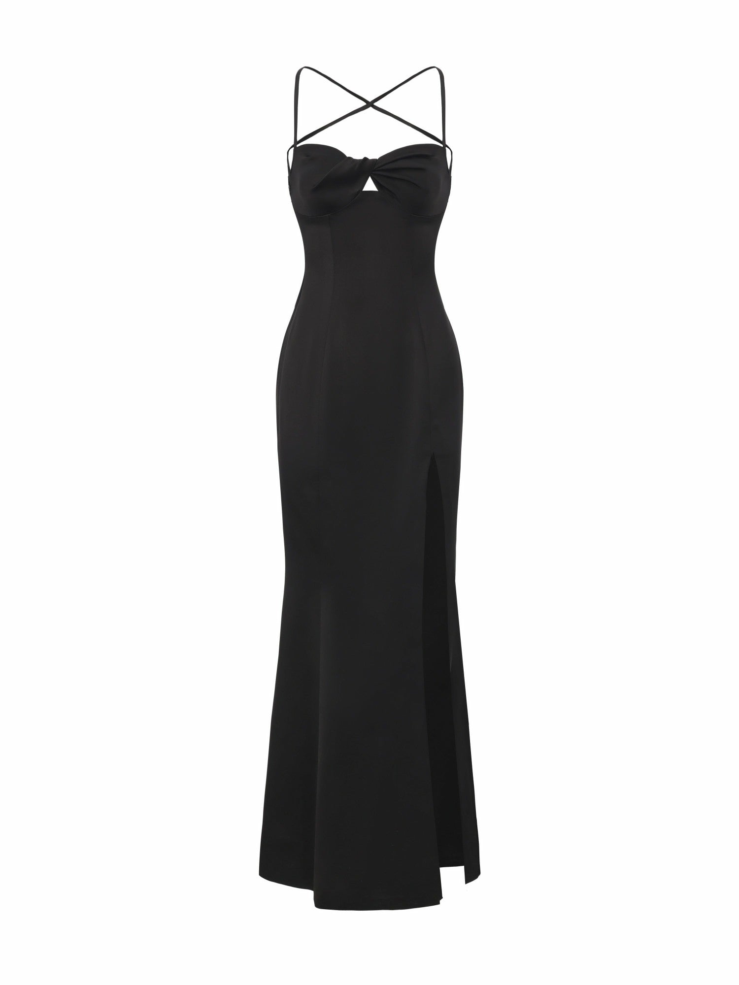 Brielle Twist-Front Lace-Back Black Dress | Nana Jacqueline