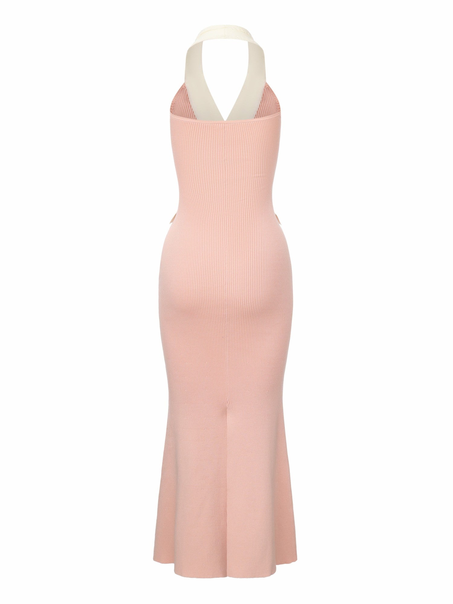 Giana Contrast Halter Knit Blush Pink Maxi Dress | Nana Jacqueline