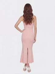 Giana Contrast Halter Knit Blush Pink Maxi Dress | Nana Jacqueline