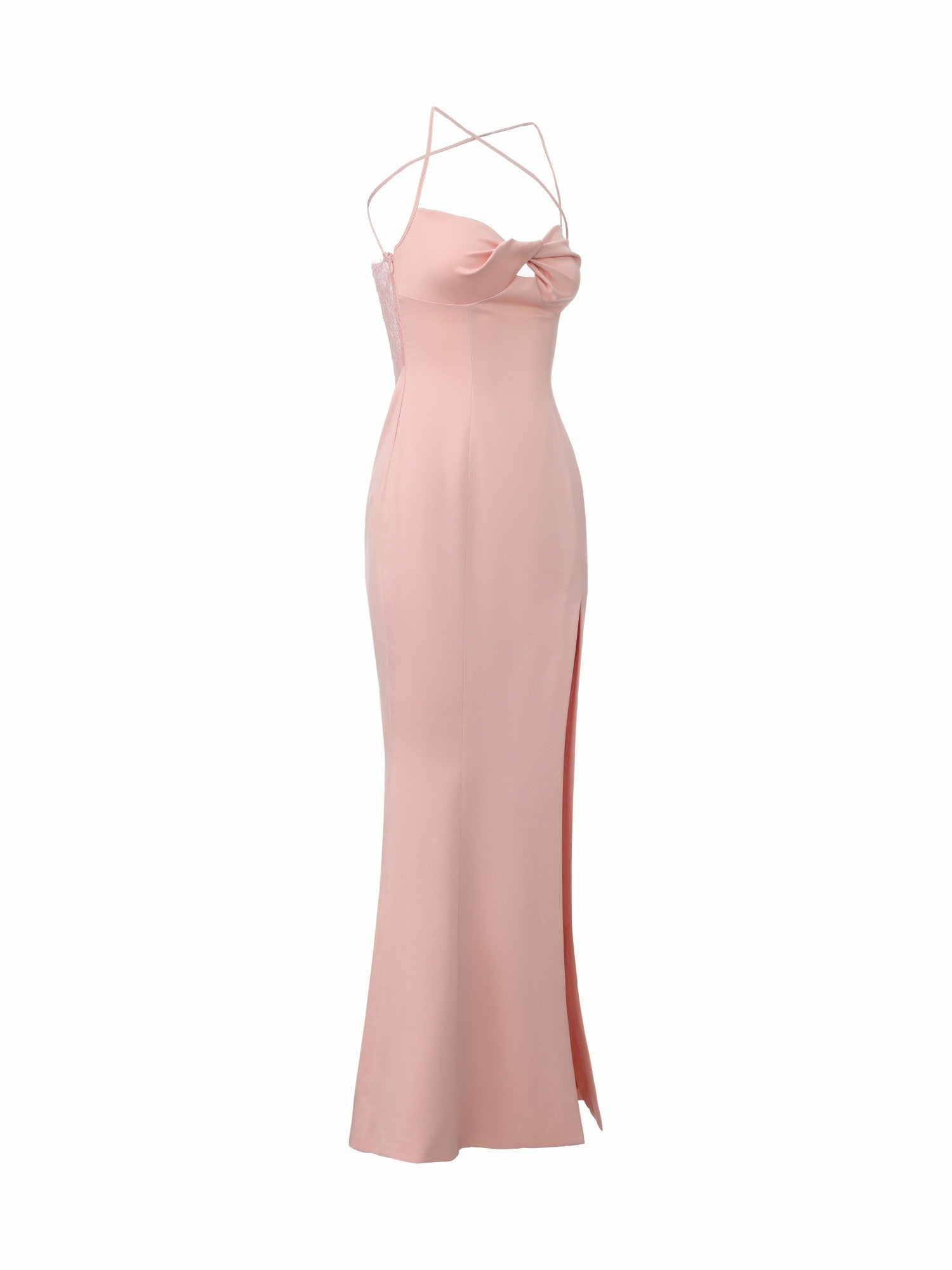 Brielle Twist-Front Lace-Back Pink Dress | Nana Jacqueline