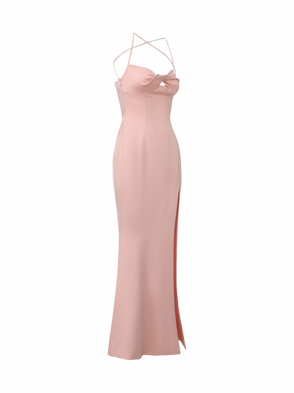 Brielle Twist-Front Lace-Back Pink Dress | Nana Jacqueline