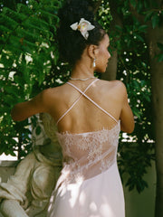 Brielle Twist-Front Lace-Back Pink Dress | Nana Jacqueline