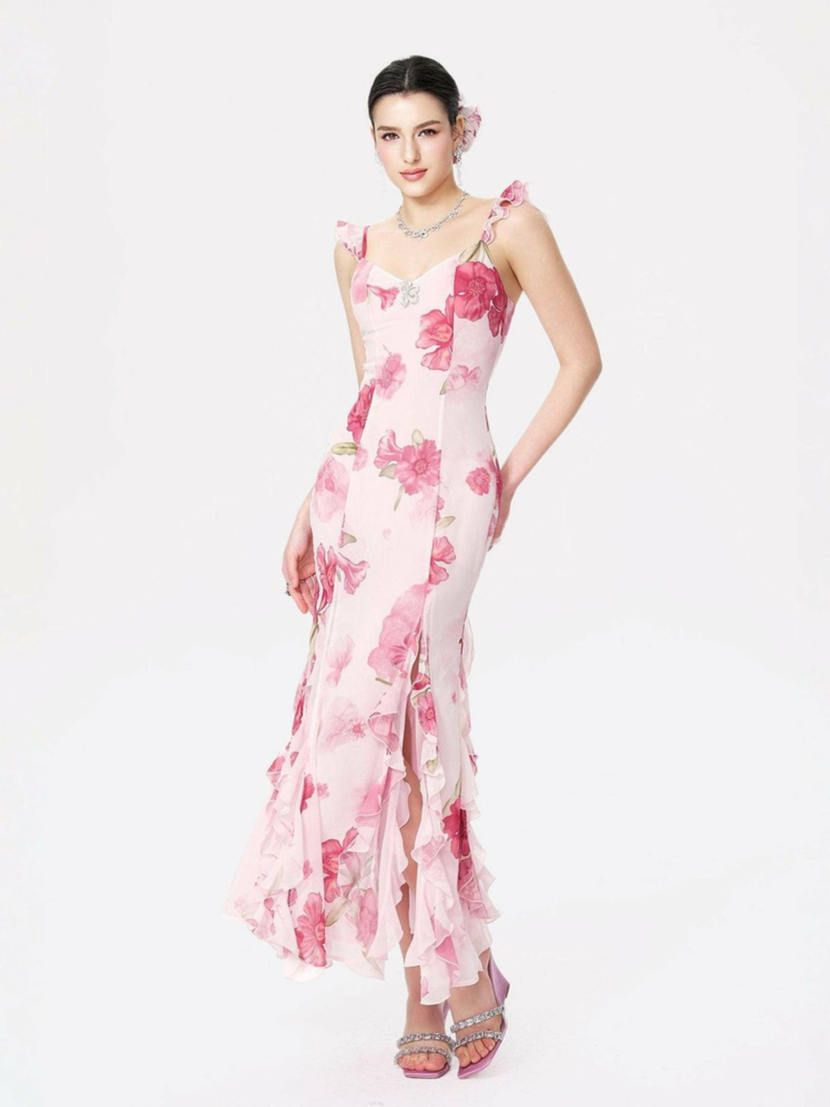 Cera Dress: Pink Maxi Dress for Garden Wedding Guest | Nana Jacqueline
