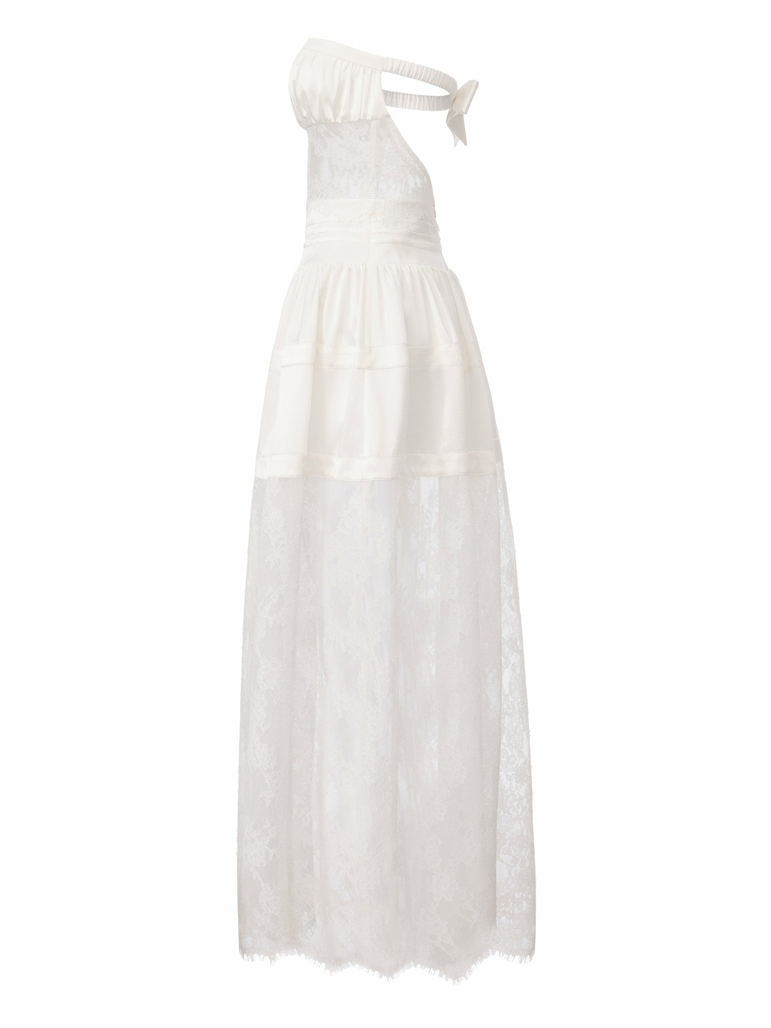 Amelie White Lace Strapless Satin Dress | Nana Jacqueline
