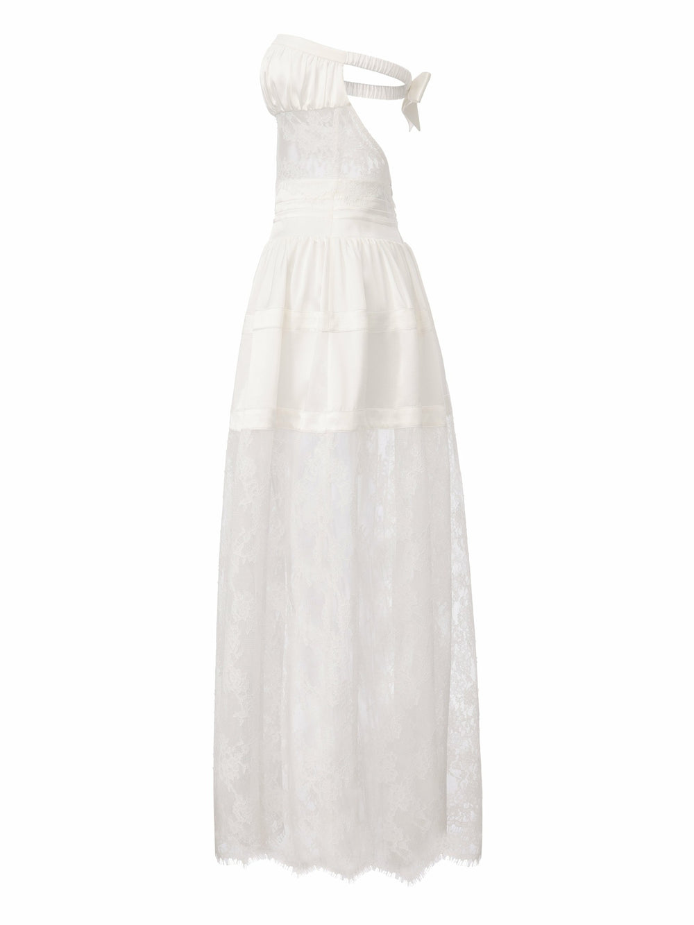 Amelie White Lace Strapless Satin Dress | Nana Jacqueline