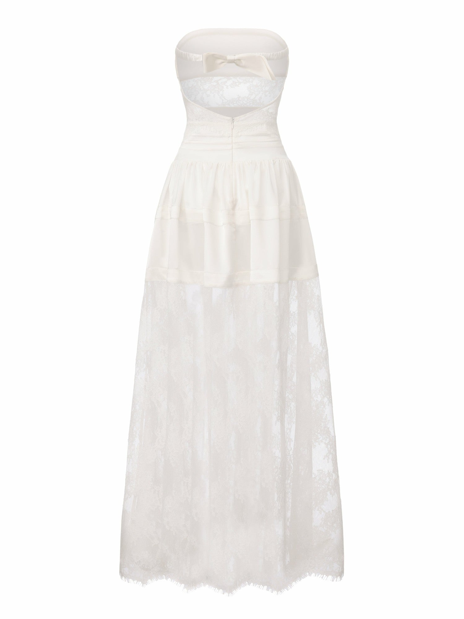 Amelie White Lace Strapless Satin Dress | Nana Jacqueline