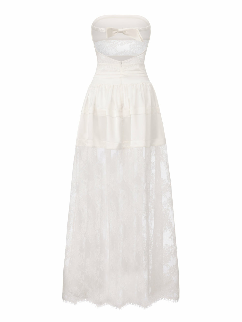 Amelie White Lace Strapless Satin Dress | Nana Jacqueline