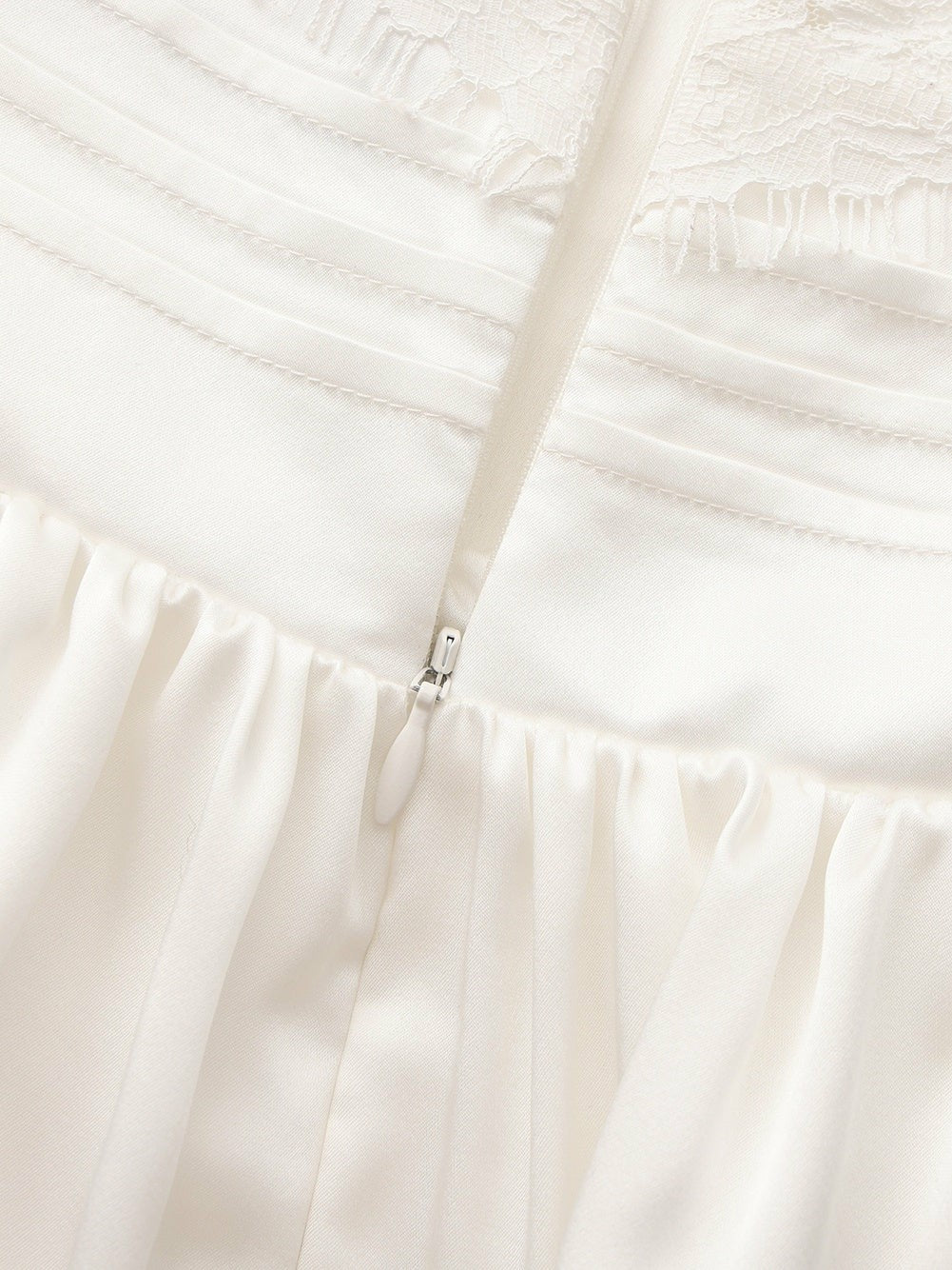 Amelie White Lace Strapless Satin Dress | Nana Jacqueline