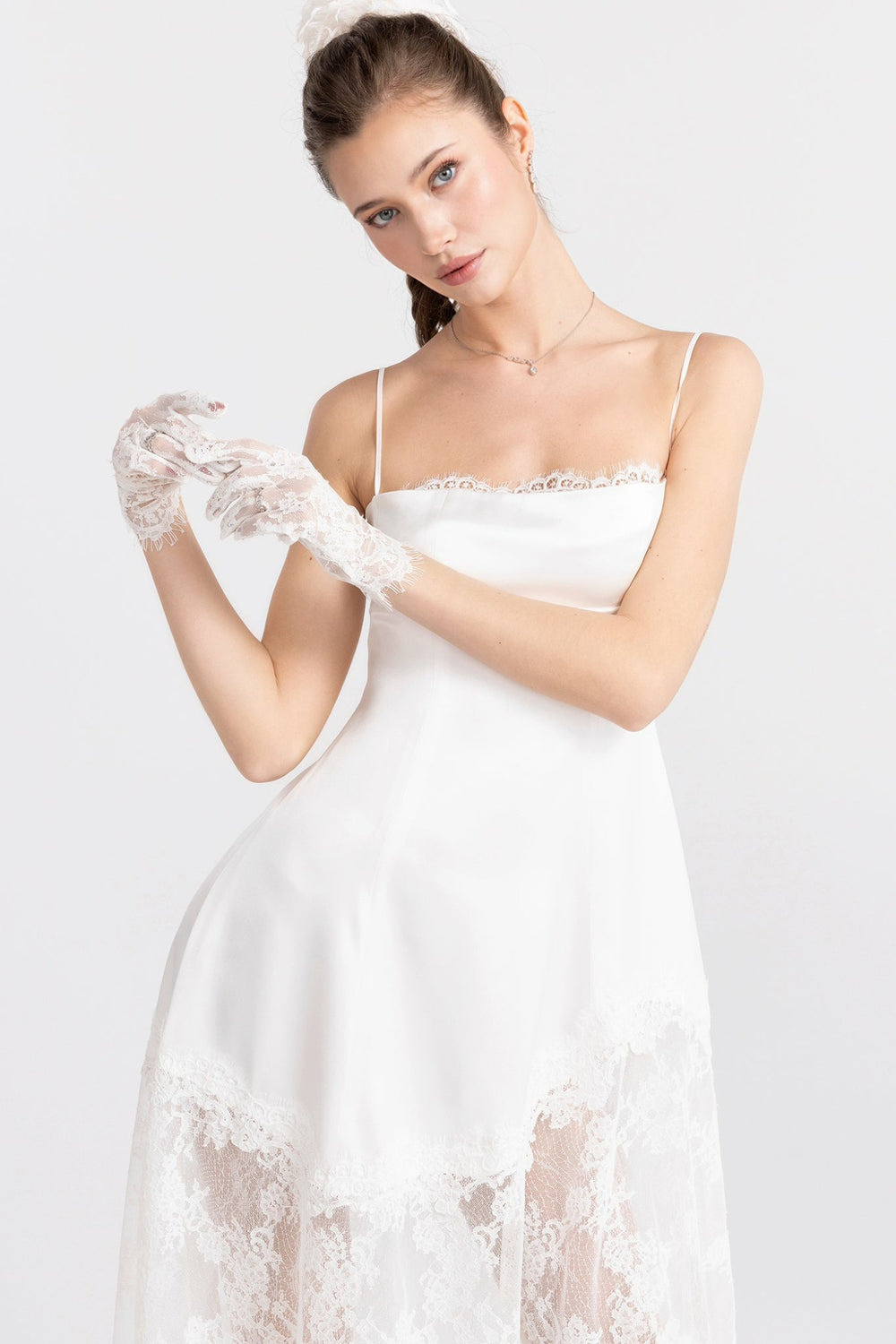 Mirabelle Satin Maxi Dress: White Maxi Dress for Bridal Shower | Nana Jacqueline